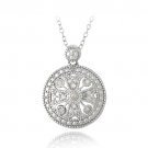 Sterling Silver 1-10ct Diamond Round Filigree Necklace P13272