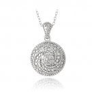 Sterling Silver 1-10ct Diamond Round Spiral Necklace P13276