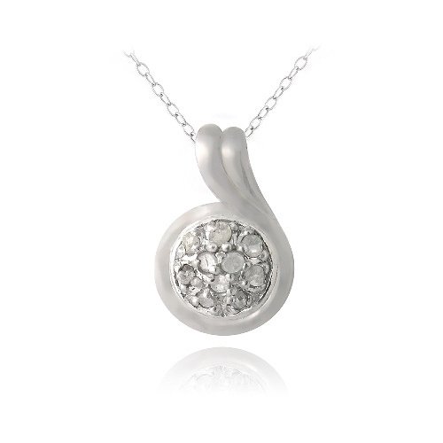 Sterling Silver 1-10ct Diamond Round Swirl Necklace P13406