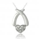 Sterling Silver 1-10ct Diamond X & Heart Necklace P13397