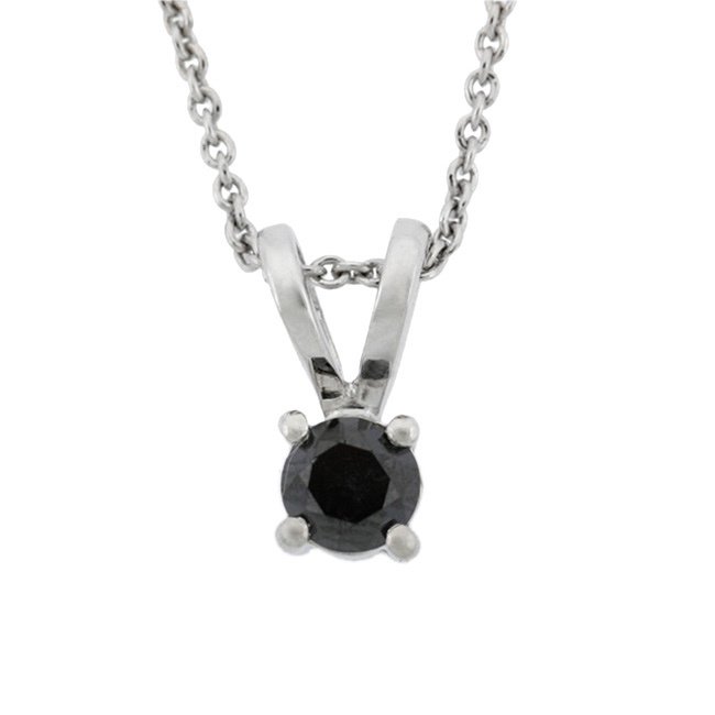 Sterling Silver 1-2 CT Black Diamond Solitare Stud Pendant P10934M4