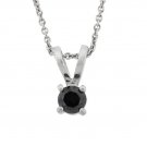 Sterling Silver 1-2 CT Black Diamond Solitare Stud Pendant P10934M4