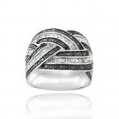 Sterling Silver 1-2ct Black & White Diamond Crossover Band Ring R13750M-7