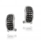 Sterling Silver 1-2ct Black Diamonds Half Hoop Earrings E12288M4
