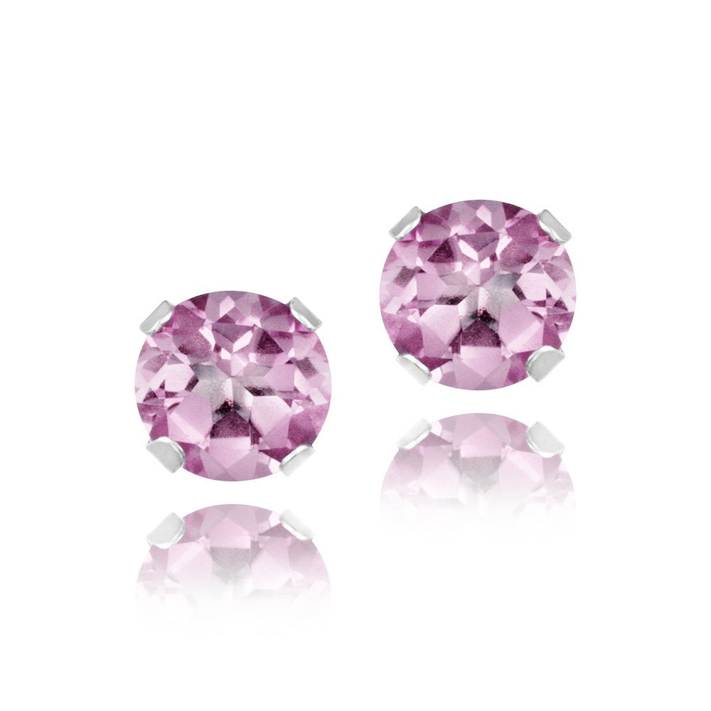 Sterling Silver 1-2ct Light Pink CZ Stud Earrings, 4mm E12009LPZ