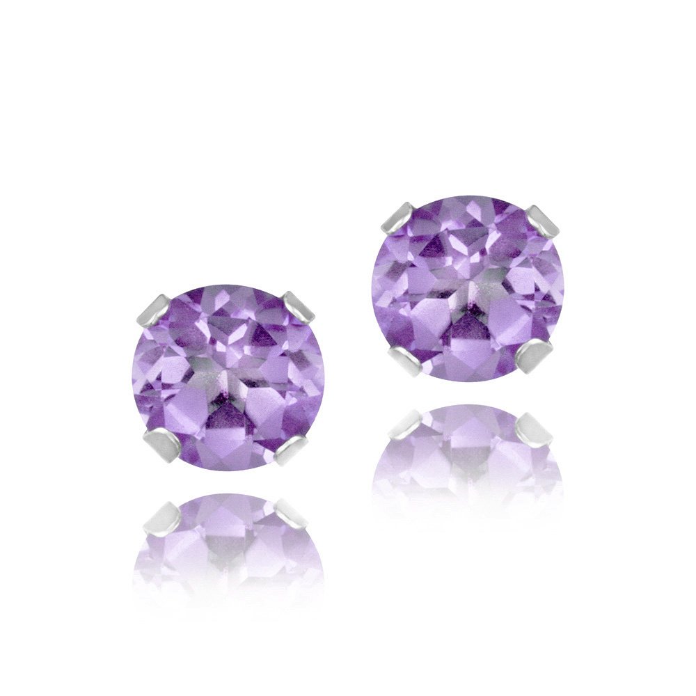 Sterling Silver 1-2ct Purple CZ Stud Earrings, 4mm E12009AZ