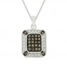 Sterling Silver 1-4 ct. TDW Champagne Diamond Rectangle Pendant P10900M6
