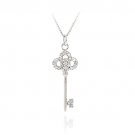 Sterling Silver 1-4 Ct. TDW Designer Inspired Crown Key Pendant P11527