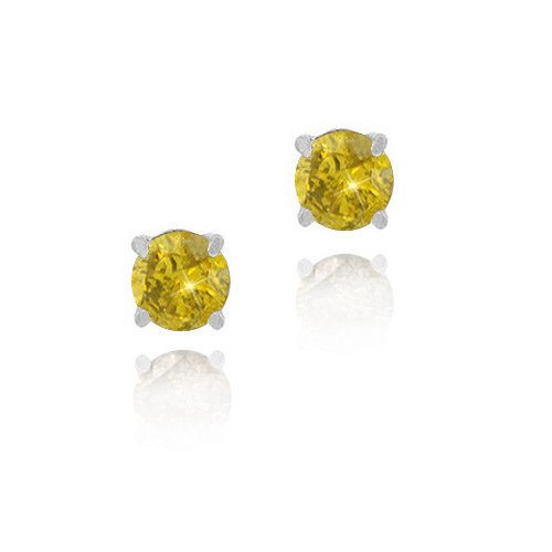 Sterling Silver 1-4 Ct. TDW Yellow Diamond Stud Earrings E11286M