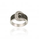 Sterling Silver 1-4CT Black Diamond Belt Buckle Rings R12149M4-9