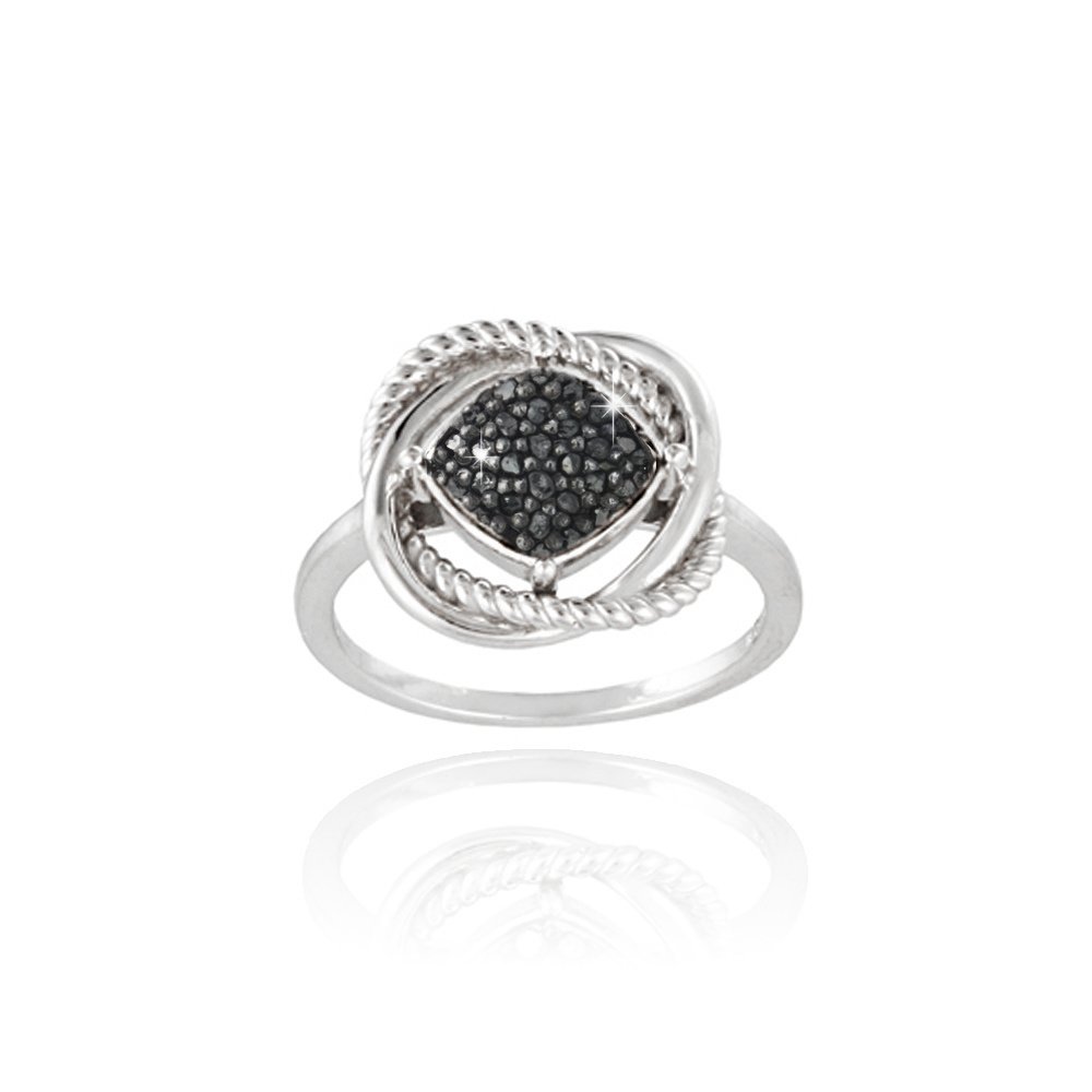 Sterling Silver 1-4ct Black Diamond Love Knot Ring Size6 R13089M4-6
