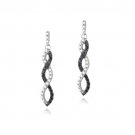 Sterling Silver 1-4ct Black Diamond Triple Infinity Dangle Earrings E13255M4