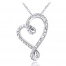 Sterling Silver 1-4ct Diamond Ribbon Heart Slide Necklace P13670
