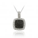 Sterling Silver 1-4ct TDW Black Diamond Square Pendant P10471M4