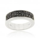Sterling Silver 1-4ct. Black Diamond Double Row Band Ring Size 6 R11862M4-6