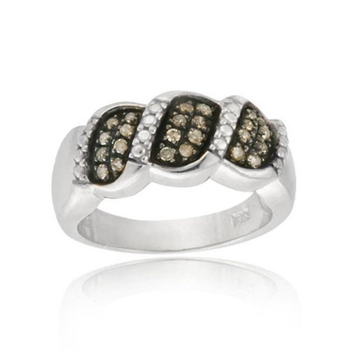 Sterling Silver 1-4ct. Champagne Diamond S Design Ring Size 6 R11171M6-6