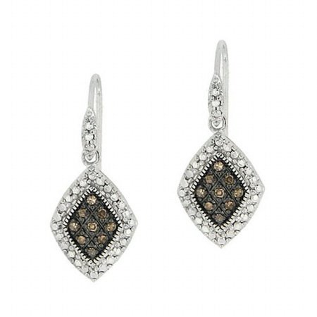 Sterling Silver 1-5 ct. TDW Champagne Diamond Dangle Earrings E10529M6