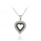 Sterling Silver 1-5ct Black Diamond Open Heart Necklace P13118M4