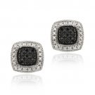 Sterling Silver 1-5ct Black Diamond Square Earrings E10901M4