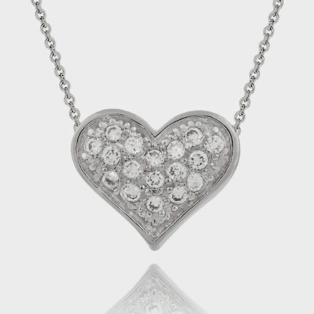 Sterling Silver 1-5ct CZ Heart Slide Pendant 1260