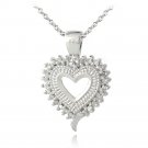 Sterling Silver 1-5ct Diamond Open Heart Necklace P13288