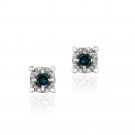 Sterling Silver 1-8ct Blue Diamond Round Stud Earrings E10456M10