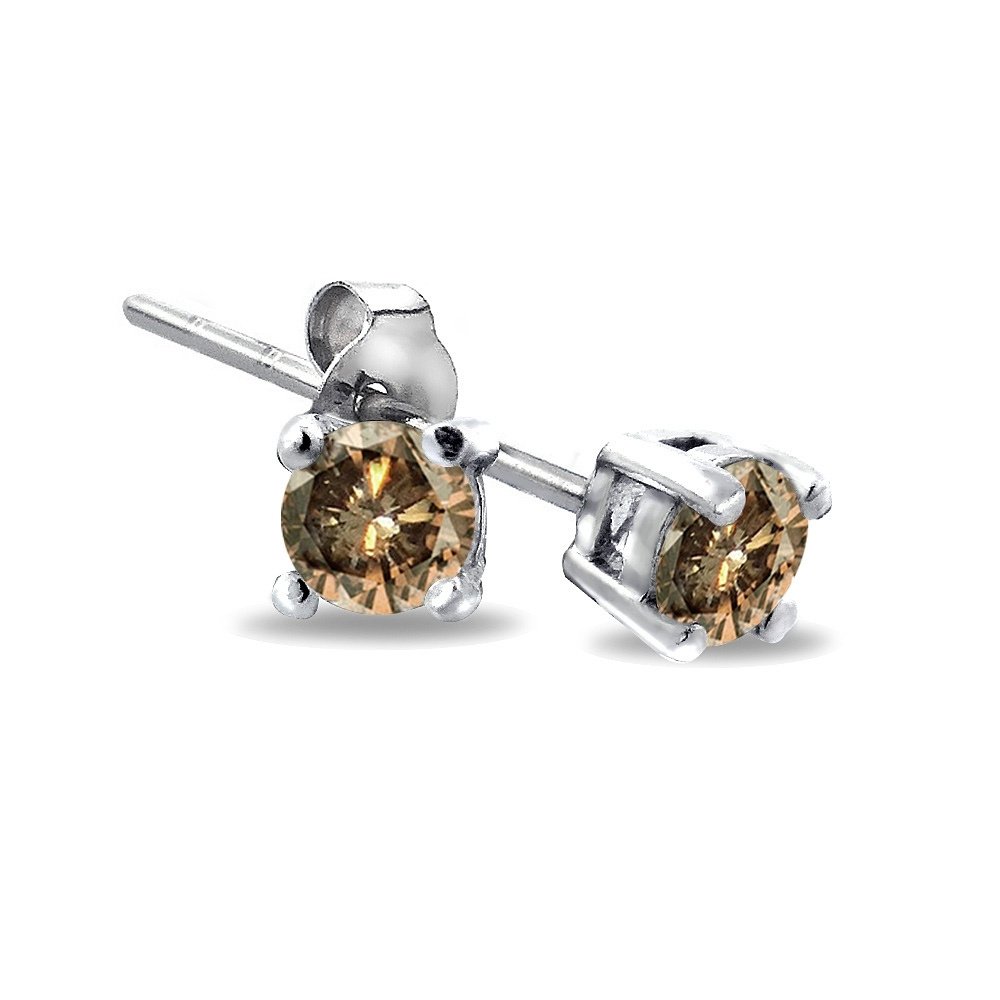 Sterling Silver 1-8ct Champagne Diamond Stud Earrings E13660M6