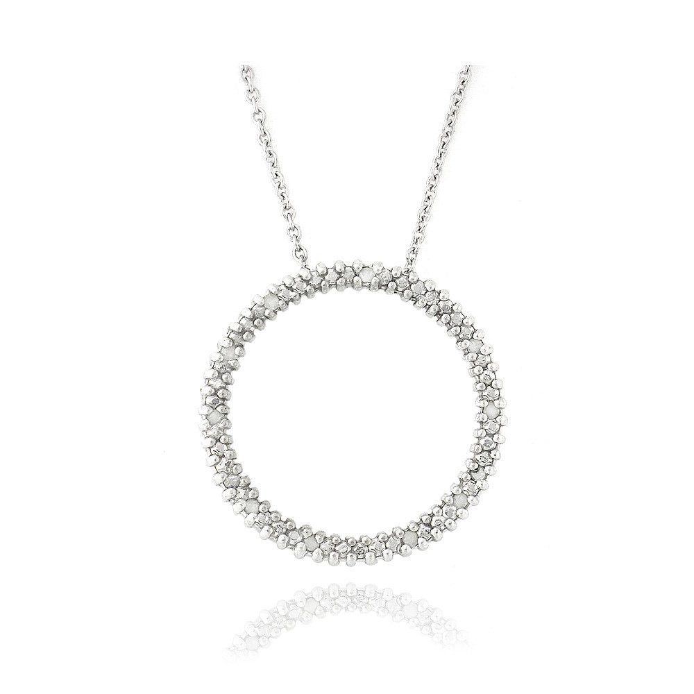 Sterling Silver 1-8ct Diamonds Round Eternity Necklace P12987