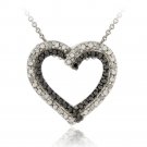 Sterling Silver 1-8CT TDW Black & White Diamond Heart Pendant P12071M4