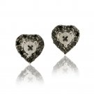 Sterling Silver 1-8ct TDW Black Diamond Heart Stud Earrings E11947M4