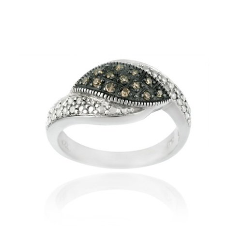 Sterling Silver 1-8ct. Champagne Diamond Pave Ring Size 5 R11175M6-5