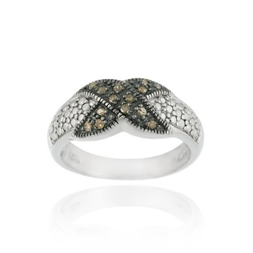 Sterling Silver 1-8ct. TDW Champagne Diamond X Design Ring R11173M6-9