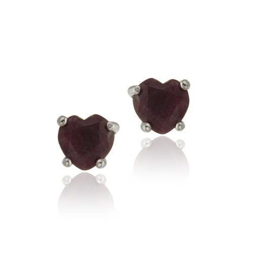 Sterling Silver 1.04ct Ruby 5mm Heart Stud Earrings E11922RU