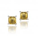 Sterling Silver 1.10ct. Citrine 5mm Square Stud Earrings E11923C