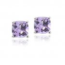 Sterling Silver 1.1ct Amethyst Cushion-Cut Stud Earrings, 5mm E13154A