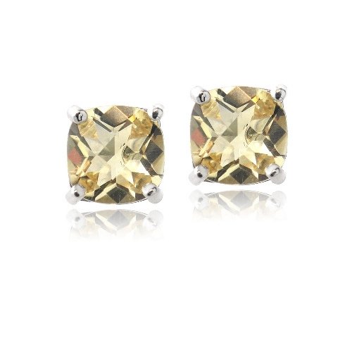 Sterling Silver 1.1ct Citrine Cushion-Cut Stud Earrings, 5mm E13154C