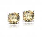 Sterling Silver 1.1ct Citrine Cushion-Cut Stud Earrings, 5mm E13154C