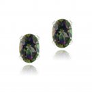 Sterling Silver 1.1ct Green Mystic Topaz Oval Stud Earrings, 6x4mm E12305GMT
