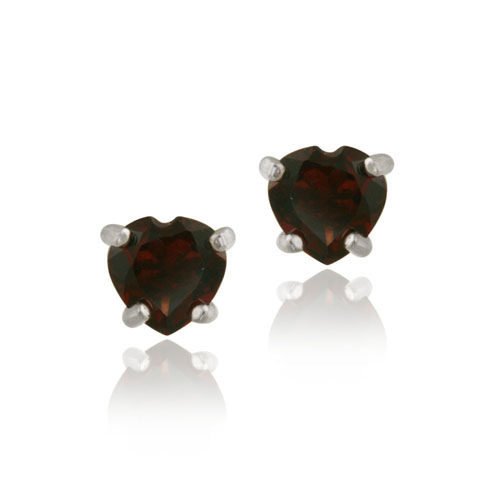 Sterling Silver 1.20ct Garnet 5mm Heart Stud Earrings E11922G