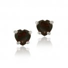 Sterling Silver 1.20ct Garnet 5mm Heart Stud Earrings E11922G
