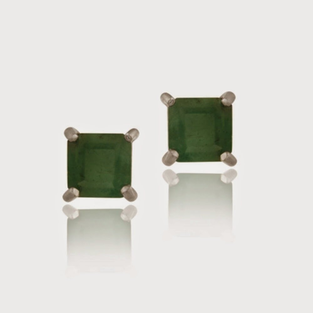 Sterling Silver 1.20ct. Emerald 5mm Square Stud Earrings E11923E