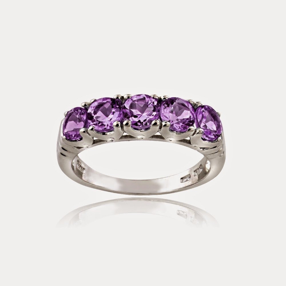 Sterling Silver 1.25 Ct Amethyst Half Eternity Band Ring, Size 6 R13930A-6