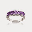 Sterling Silver 1.25 Ct Amethyst Half Eternity Band Ring, Size 6 R13930A-6