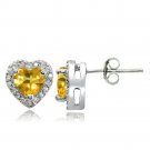 Sterling Silver 1.25ct Citrine and White Topaz Heart Stud Earrings E14449C