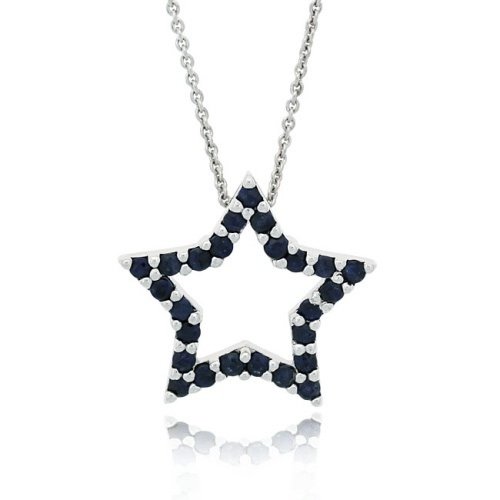 Sterling Silver 1.25ct. Genuine Sapphire Star Pendant P11156S