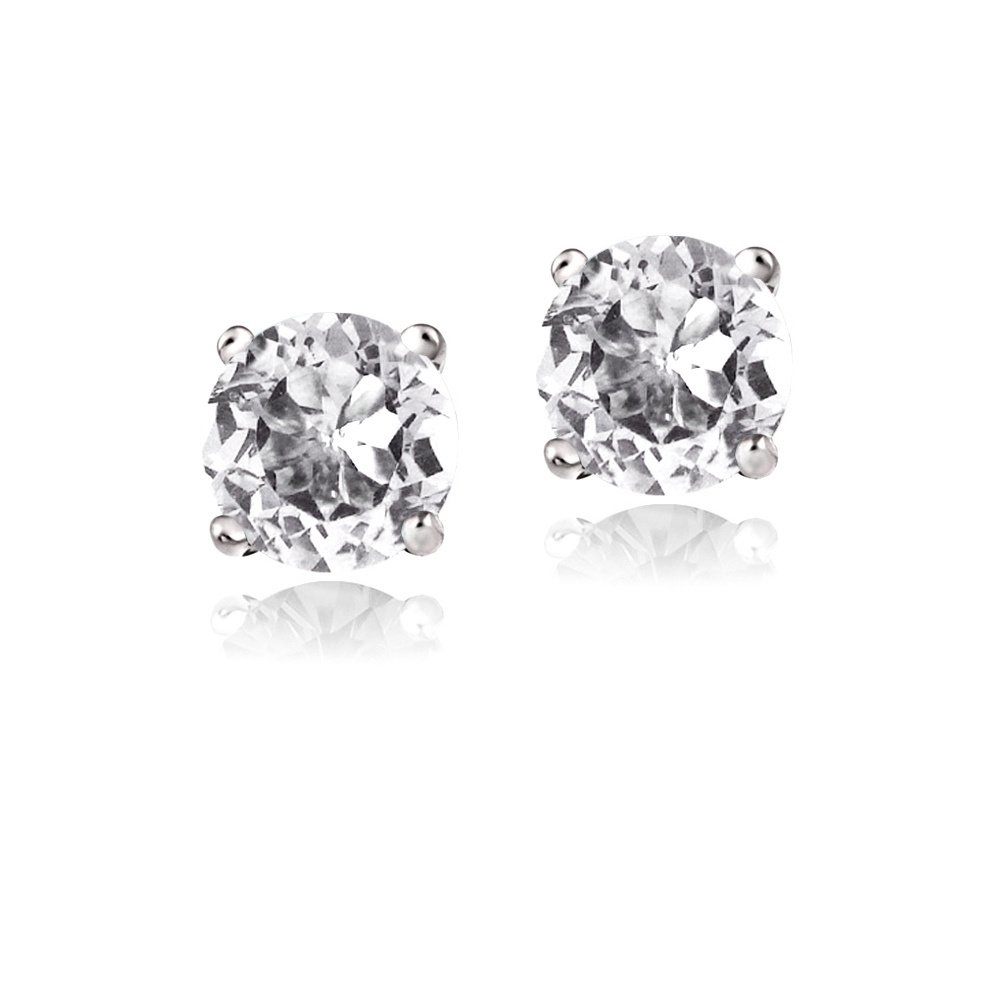 Sterling Silver 1.2ct White Topaz Round Stud Earrings, 5mm E9563WT