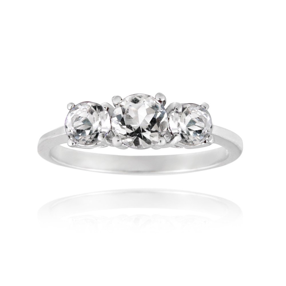 Sterling Silver 1.2ct White Topaz Three Stone Ring R12274WT-10