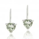 Sterling Silver 1.3ct. TGW Green Amethyst Heart Drop Earrings E11180GA