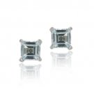 Sterling Silver 1.50ct. Blue Topaz 5mm Square Stud Earrings E11923BT