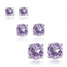 Sterling Silver 1.5ct Amethyst 3, 4 & 5mm Round Stud Earrings Set of 3 S13680A